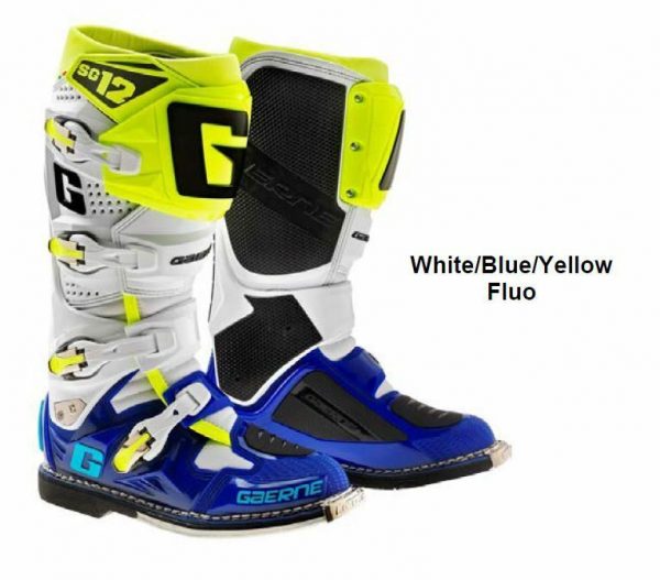 GAERNE SG 12 BOOTS White Blue Yellow Fluro MADE IN ITALY NEW Motorcycle