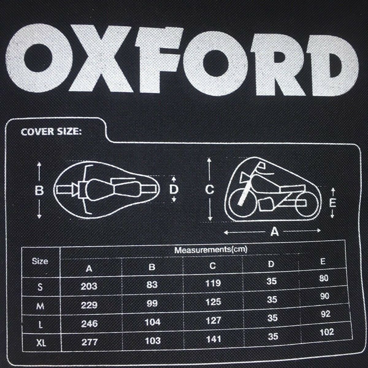 Oxford Rainex Waterproof Medium Motorcycle Cover - Black, Breathable, With Clips & Straps