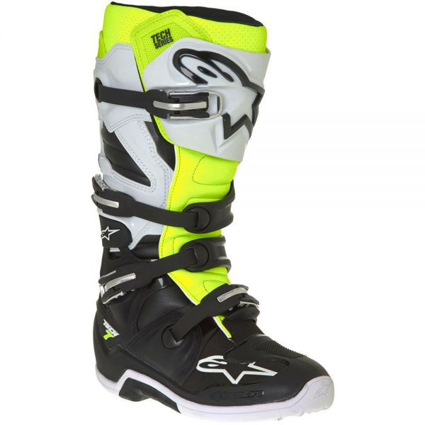 ALPINESTARS TECH 7 BOOTS Black White Yellow Fluro Motocross 2018 NEW City West Yamaha