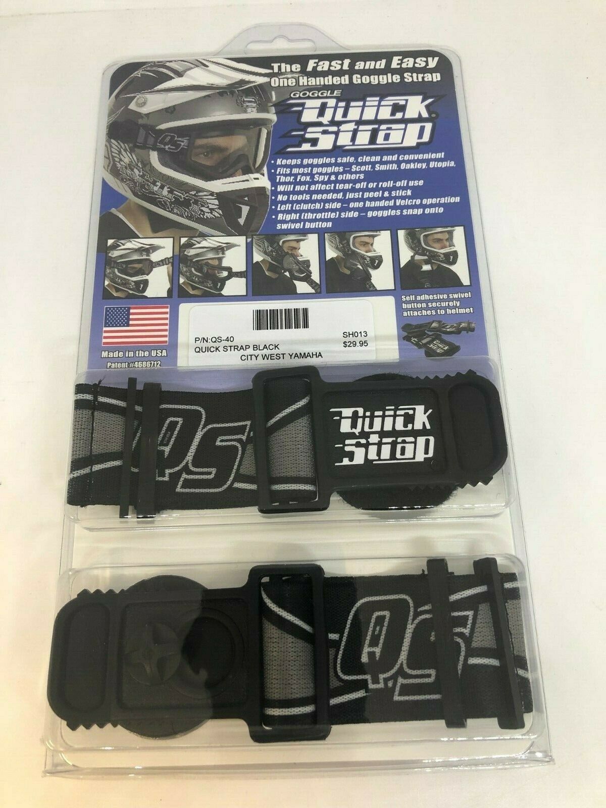 Factory Effex FX Quick Strap BLACK for Goggles NEW Motocross