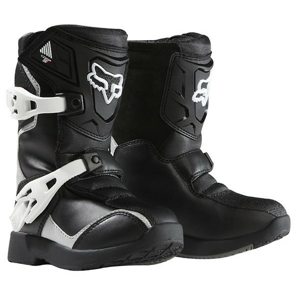 FOX Comp 5k Youth Rider BOOTS Black Silver PeeWee Kids NEW