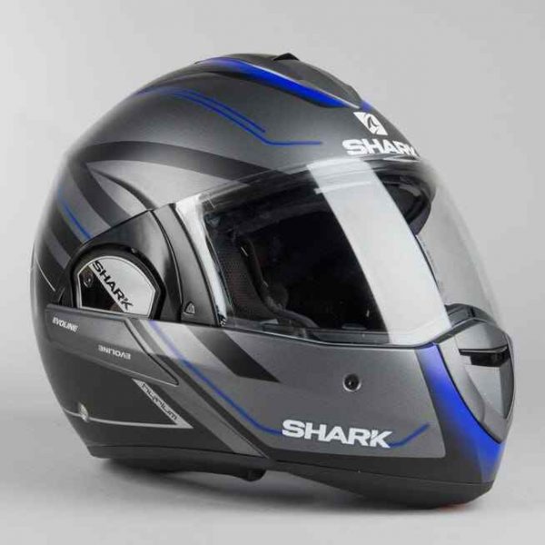 SHARK EVOLINE 3 HYRIUM MATT ANTHRACITE BLACK BLUE MODULAR Motorcycle HELMET